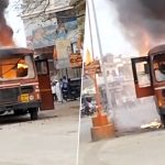 Maratha Reservation Row: Maratha Protestors Set MSRTC Bus on Fire in Maharashtra’s Jalna, Video of ‘Burning Bus’ Surfaces
